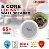 5 Core 5 Inch Ceiling Speaker System White in Wall Speakers 6W Rated Power Indoor Outdoor Speakers Ceiling Mount Surround Sound System - CL 0502